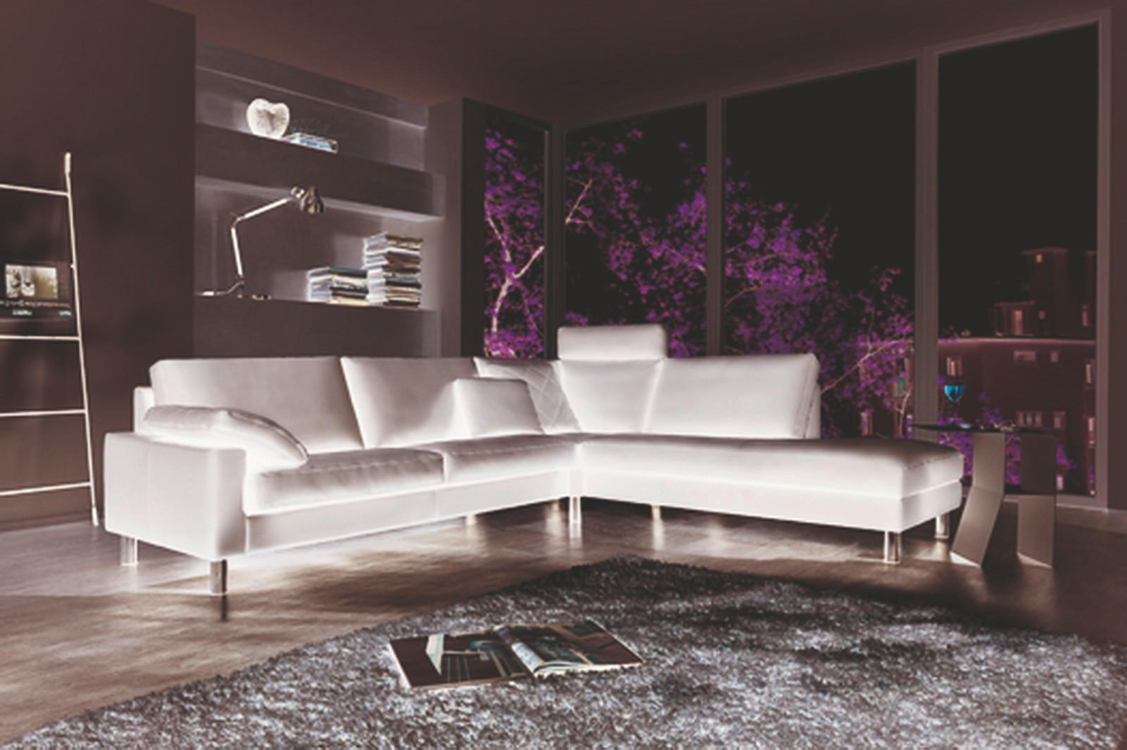 ECKSOFA in Echtleder Dunkelbraun  249/280 cm  - Chromfarben/Dunkelbraun, Design, Leder/Metall (249/280cm) - Erpo
