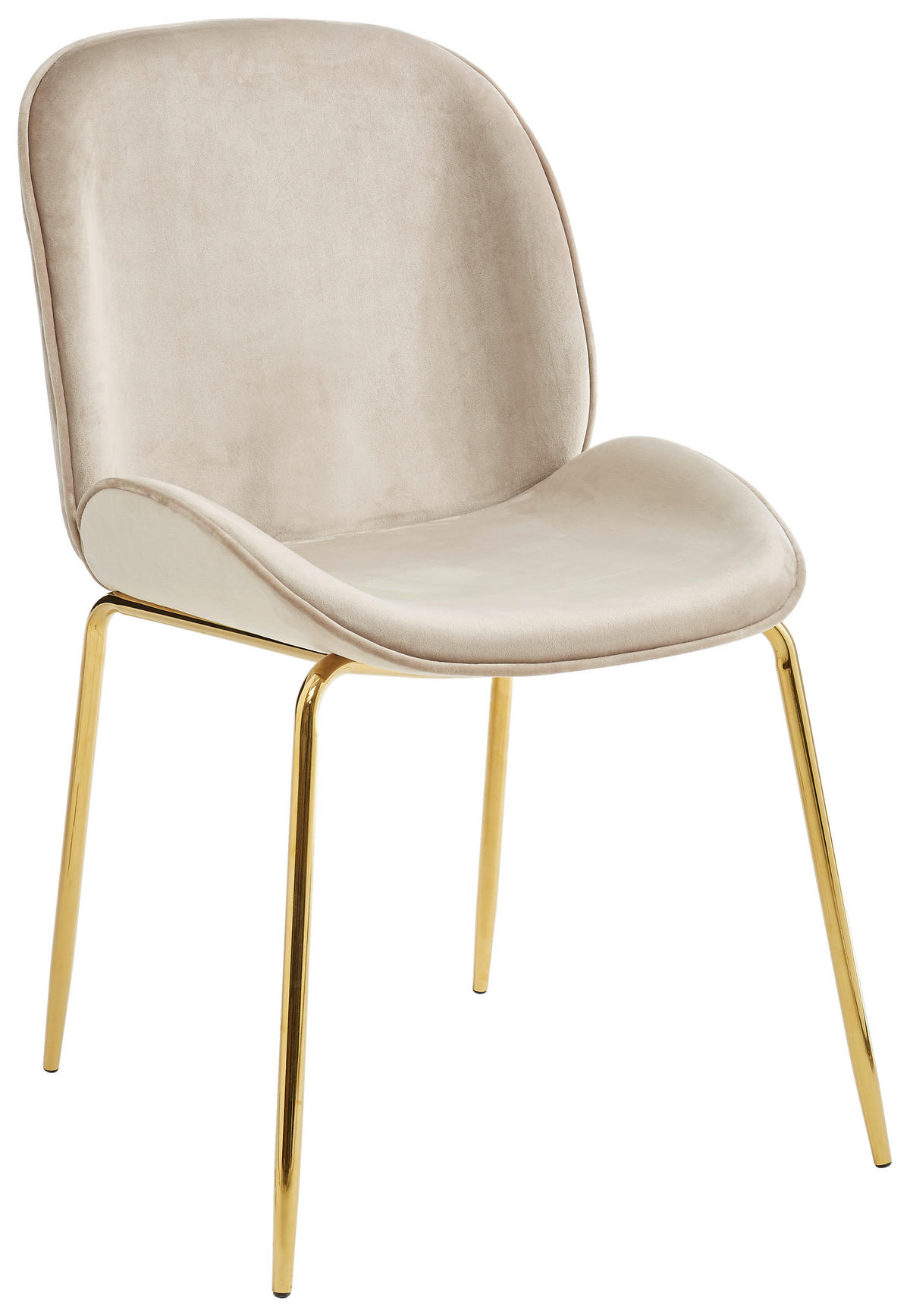 STUHL Samt Taupe, Goldfarben  - Taupe/Goldfarben, Trend, Textil/Metall (46/86/60cm) - Livetastic