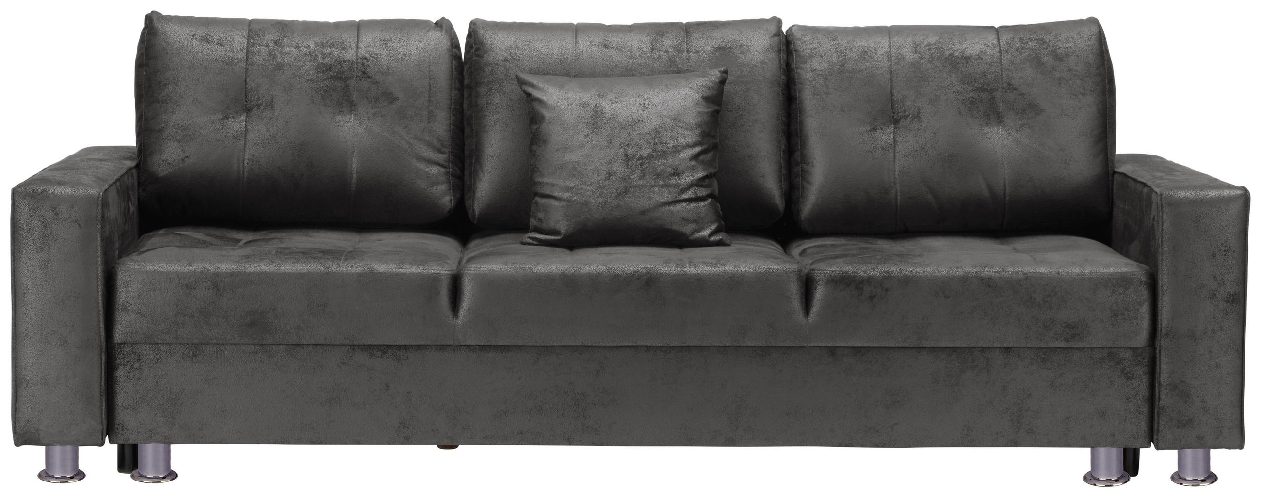 SCHLAFSOFA Lederlook Dunkelgrau  - Chromfarben/Dunkelgrau, MODERN, Kunststoff/Textil (236/86/98cm) - Livetastic