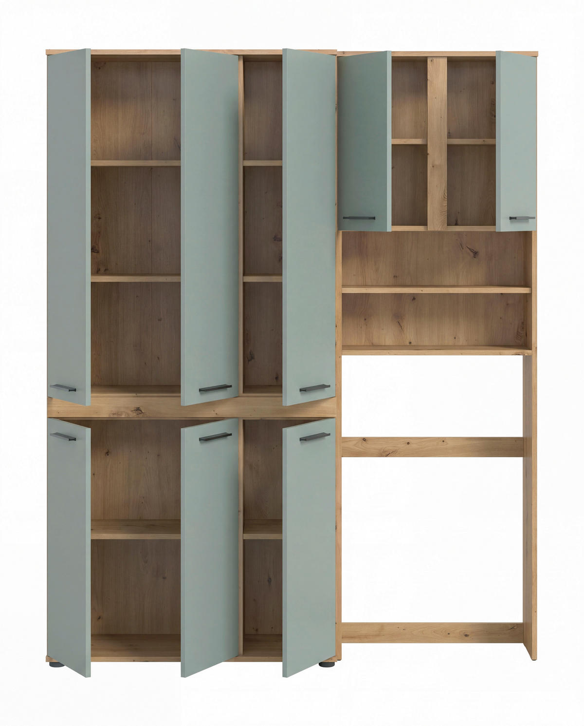 BADEZIMMER 2-teilig  in 153 cm  - Salbeigrün/Schwarz, Trend, Holzwerkstoff/Kunststoff (153cm) - MID.YOU