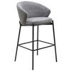 BARHOCKER Samt Grau Eisen  - Schwarz/Grau, MODERN, Textil/Metall (53,5/101/54cm) - MID.YOU