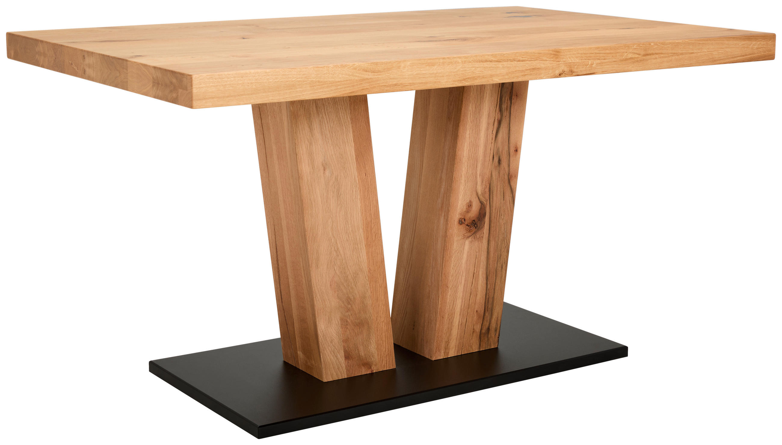 ESSTISCH Eiche massiv rechteckig Eichefarben  - Eichefarben/Schwarz, Natur, Holz/Holzwerkstoff (140/90/76cm) - Moderano