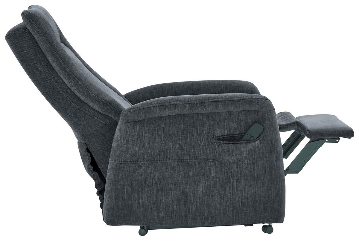 FERNSEHSESSEL  mit Relaxfunktion, Aufstehhilfe, Rücken echt Chenille Dunkelblau  - Dunkelblau/Grau, KONVENTIONELL, Kunststoff/Textil (78/115/90cm) - Hukla