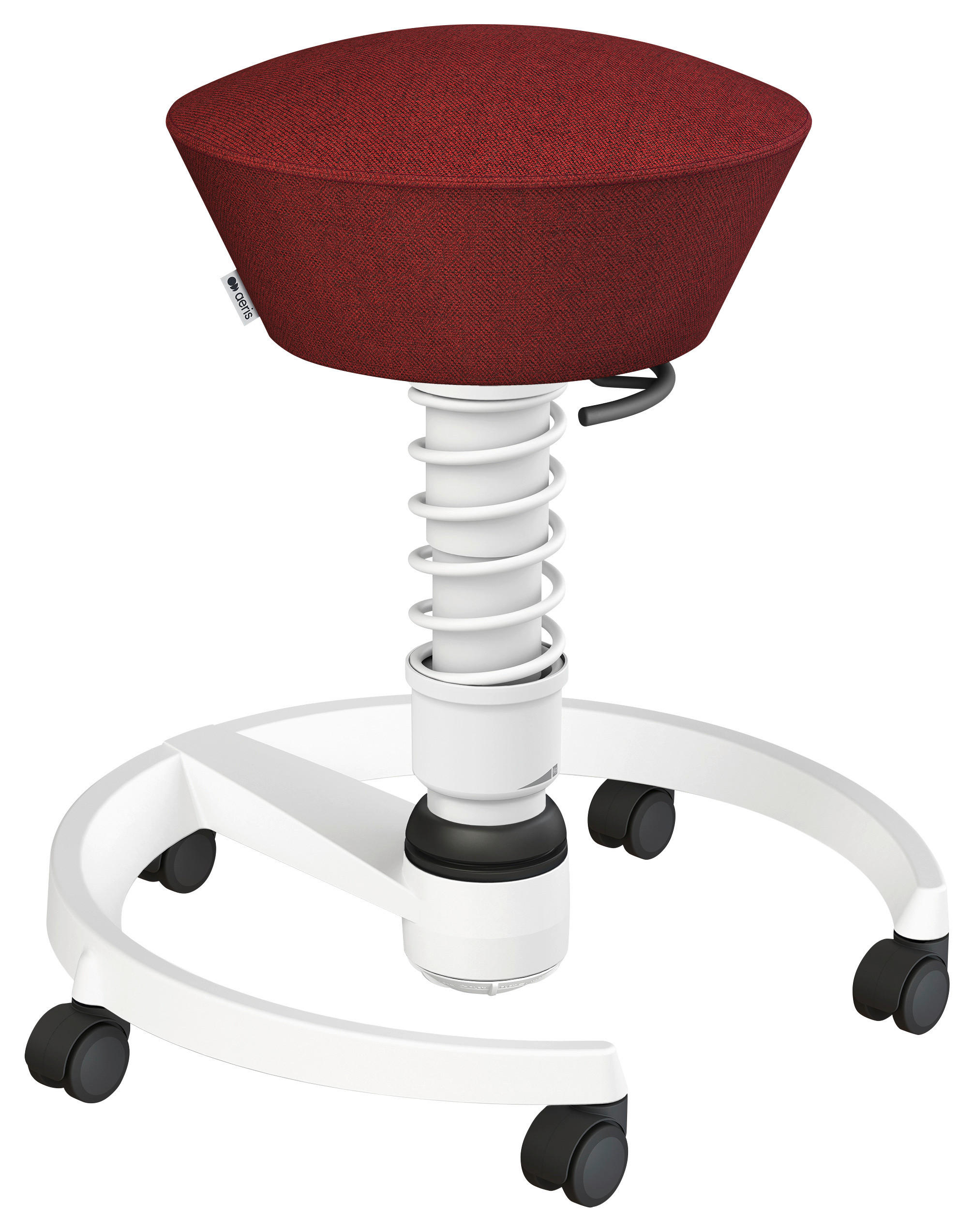 BÜROHOCKER Wollmischung mel. Weiß, Dunkelrot  - Weiß/Dunkelrot, Basics, Kunststoff/Textil (55/45,66/55cm) - Aeris