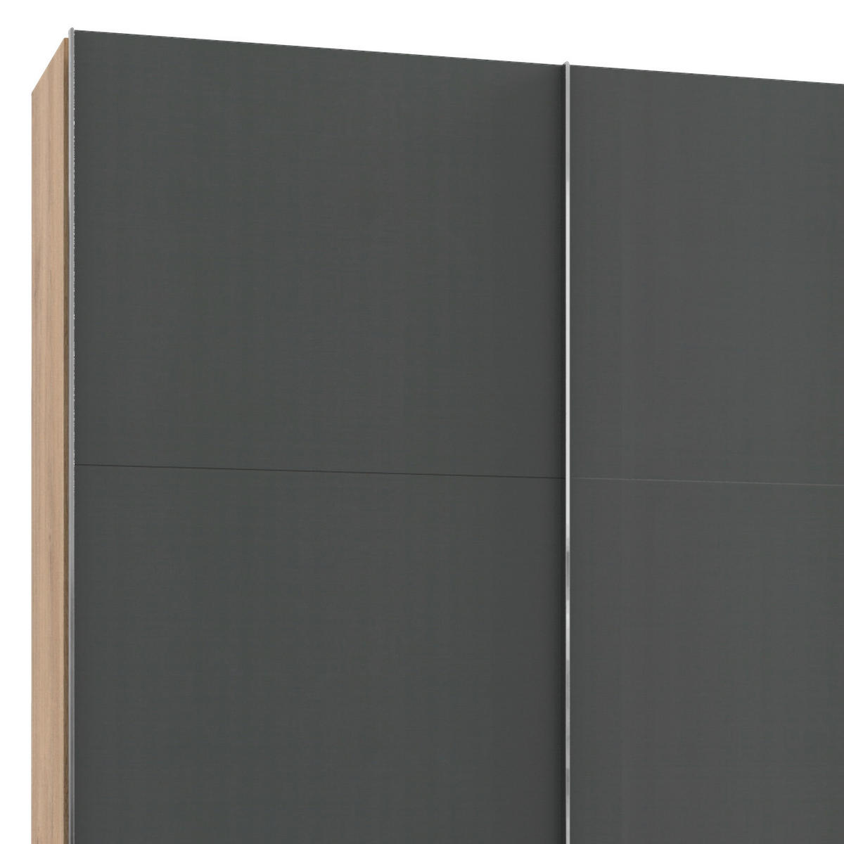 SCHWEBETÜRENSCHRANK 350,00/216,00/65,00 cm 4-türig Graphitfarben, Eichefarben  - Chromfarben/Eichefarben, Basics, Holzwerkstoff/Metall (350,00/216,00/65,00cm) - MID.YOU