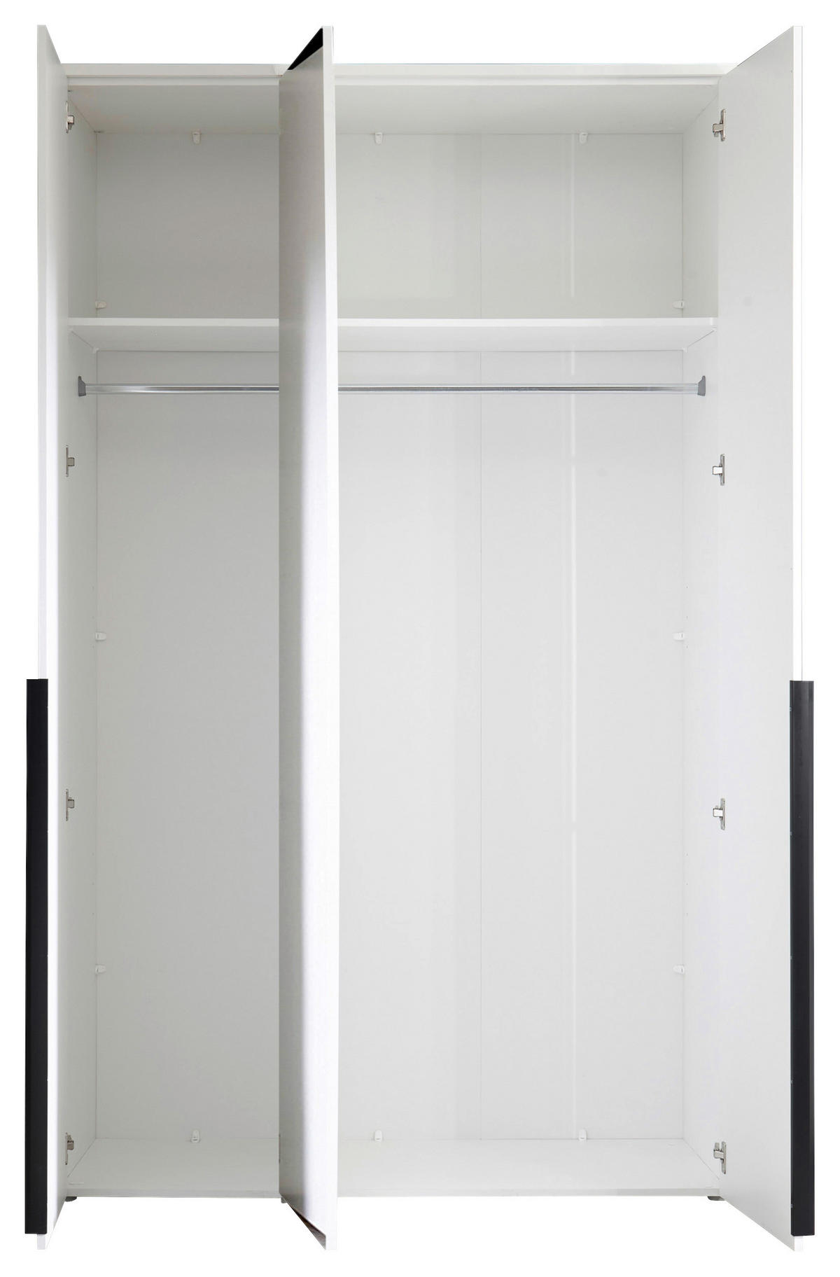 DREHTÜRENSCHRANK 135/225/52 cm 3-türig Weiß  - Schwarz/Weiß, MODERN, Glas/Holzwerkstoff (135/225/52cm) - MID.YOU