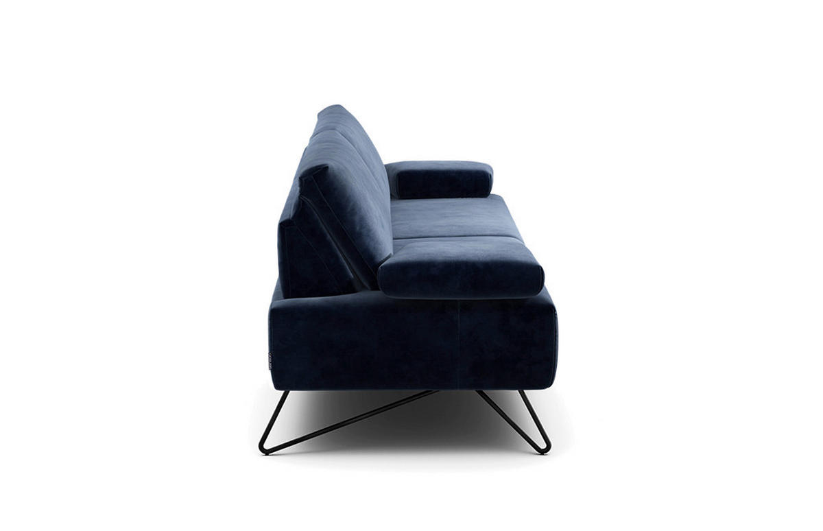 2,5-SITZER Samt Dunkelblau  - Schwarz/Dunkelblau, Design, Textil/Metall (204-234/85/86-94cm) - SENSOO