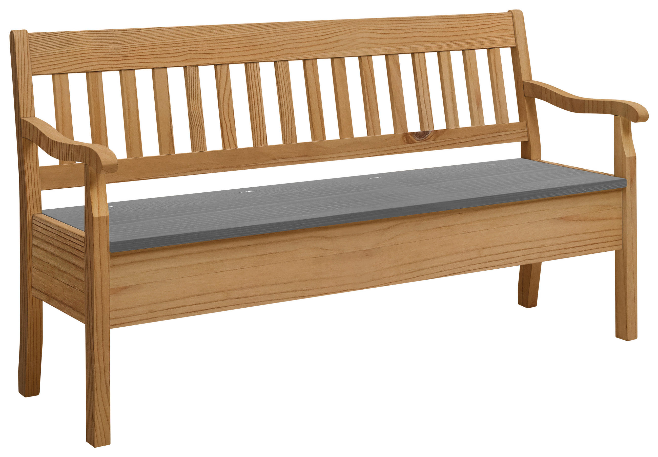 SITZBANK 169/93/58 cm Laugenfarbig, Grau Kiefer massiv  - Laugenfarbig/Grau, ROMANTIK / LANDHAUS, Holz (169/93/58cm) - Boxxx