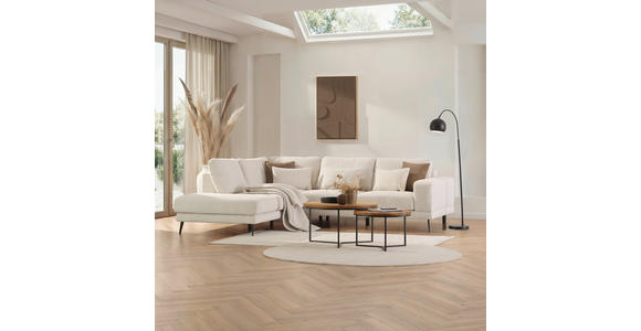 ECKSOFA Beige Struktur  - Beige/Schwarz, KONVENTIONELL, Textil/Metall (237/280cm) - Cantus