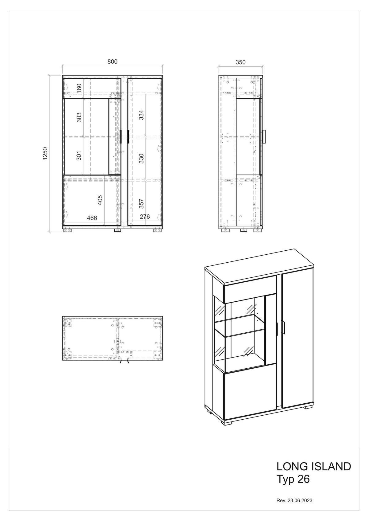 VITRINE in Eiche Wotan, Weiß  - Silberfarben/Eiche Wotan, Design, Glas/Holzwerkstoff (80/125/35cm) - MID.YOU