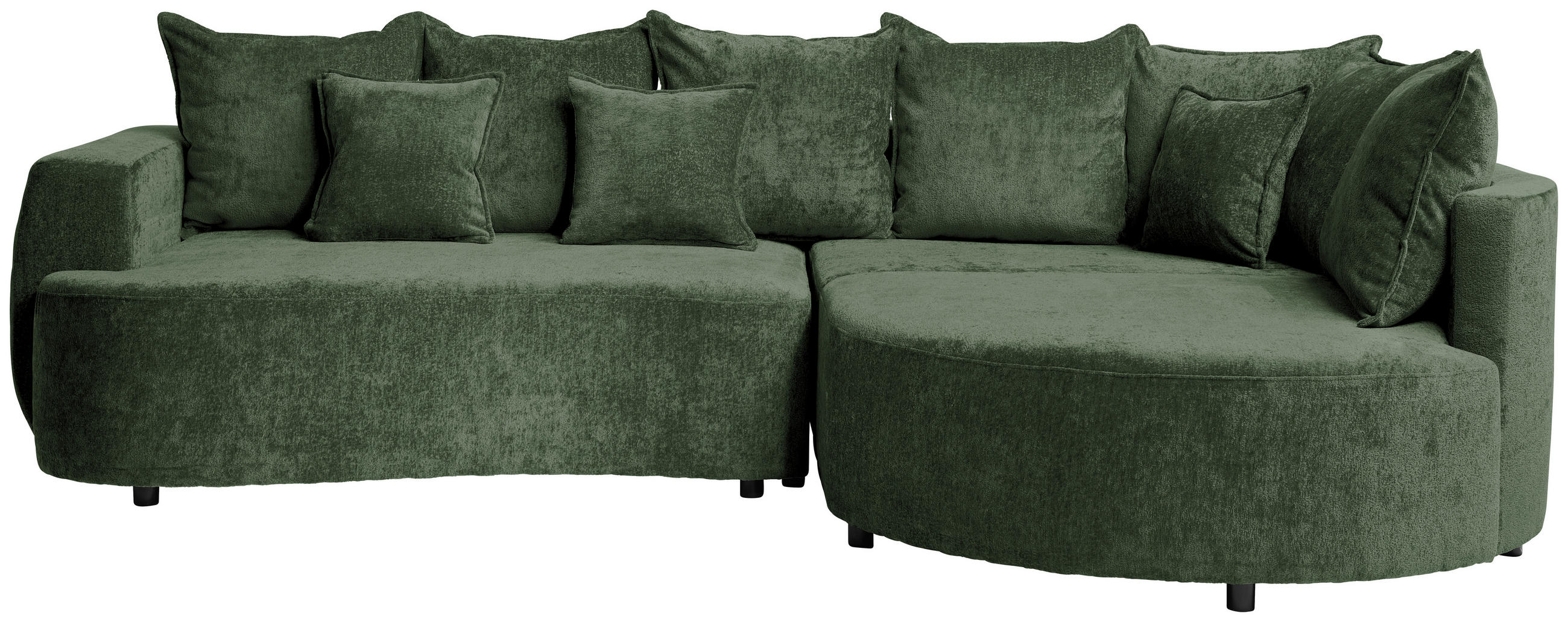 ECKSOFA in Chenille Dunkelgrün  - Dunkelgrün/Schwarz, Design, Kunststoff/Textil (307/194cm) - Carryhome