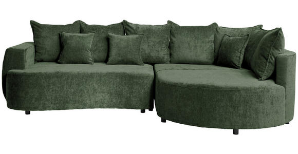 ECKSOFA  in Chenille Dunkelgrün  307/194 cm  - Dunkelgrün/Schwarz, Design, Kunststoff/Textil (307/194cm) - Carryhome
