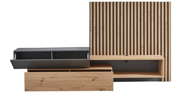 WOHNWAND in Grau, Eiche Artisan 288,5/152,5/42,5 cm - Eiche Artisan/Grau, MODERN, Holzwerkstoff (288,5/152,5/42,5cm) - Carryhome