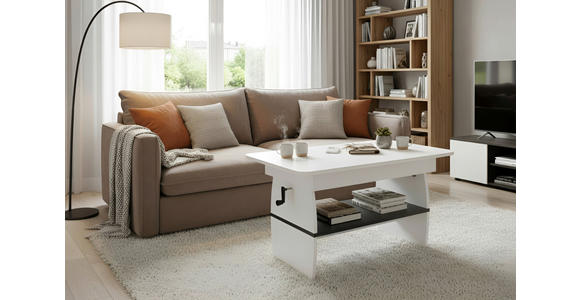 COUCHTISCH 95-125/60/51,5-61,5 cm Weiß  - Weiß, KONVENTIONELL, Holzwerkstoff (95-125/60/51,5-61,5cm) - Xora