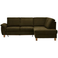 ECKSOFA in Flachgewebe Olivgrün  - Eichefarben/Olivgrün, Design, Holz/Textil (253/185cm) - Cantus