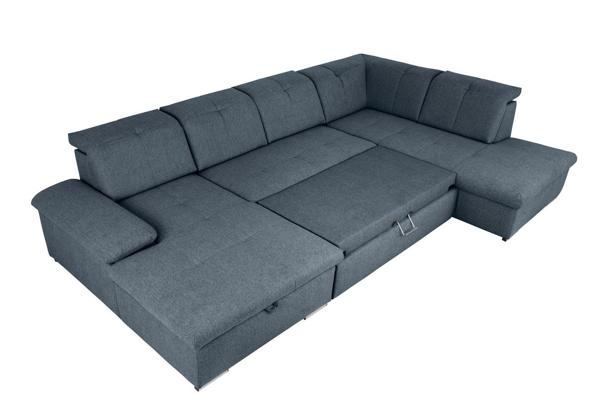 WOHNLANDSCHAFT Dunkelblau  - Dunkelblau/Grau, Design, Textil/Metall (173/328/215cm) - MID.YOU