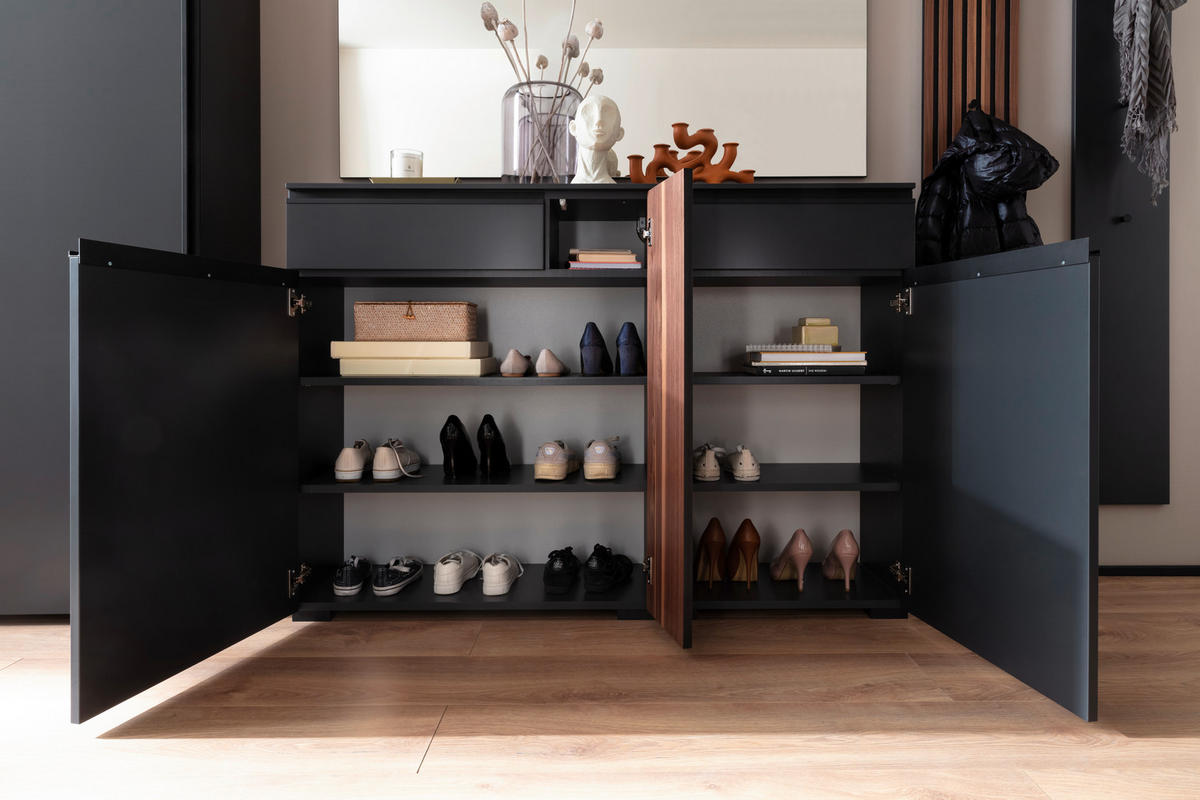 GARDEROBE 5-teilig  in 300/200/38 cm  - Anthrazit/Nussbaumfarben, Design, Holz/Holzwerkstoff (300/200/38cm) - Moderano