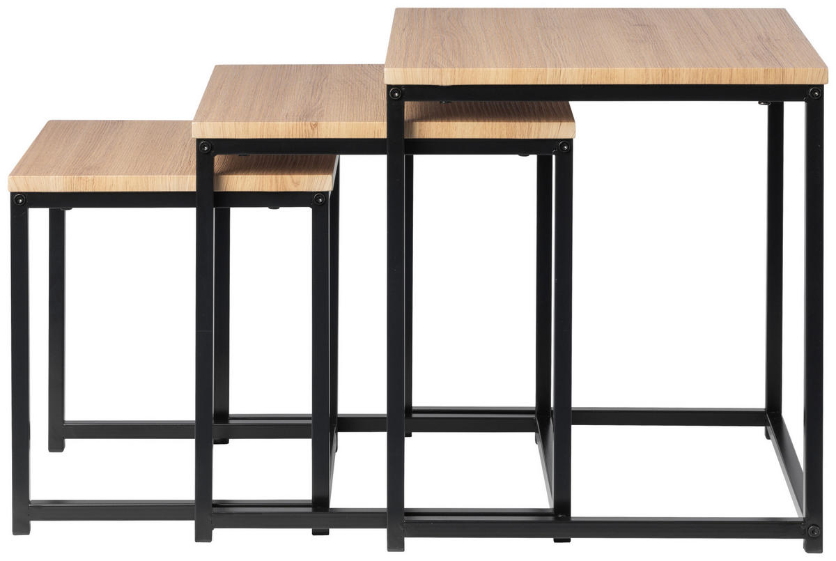 SATZTISCH in Metall, Holzwerkstoff  - Schwarz/Naturfarben, Design, Holzwerkstoff/Metall - MID.YOU