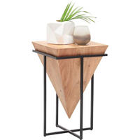 BEISTELLTISCH 36/36/56 cm Akazie massiv Naturfarben, Schwarz quadratisch  - Schwarz/Naturfarben, Trend, Holz/Metall (36/36/56cm) - Ambia Home