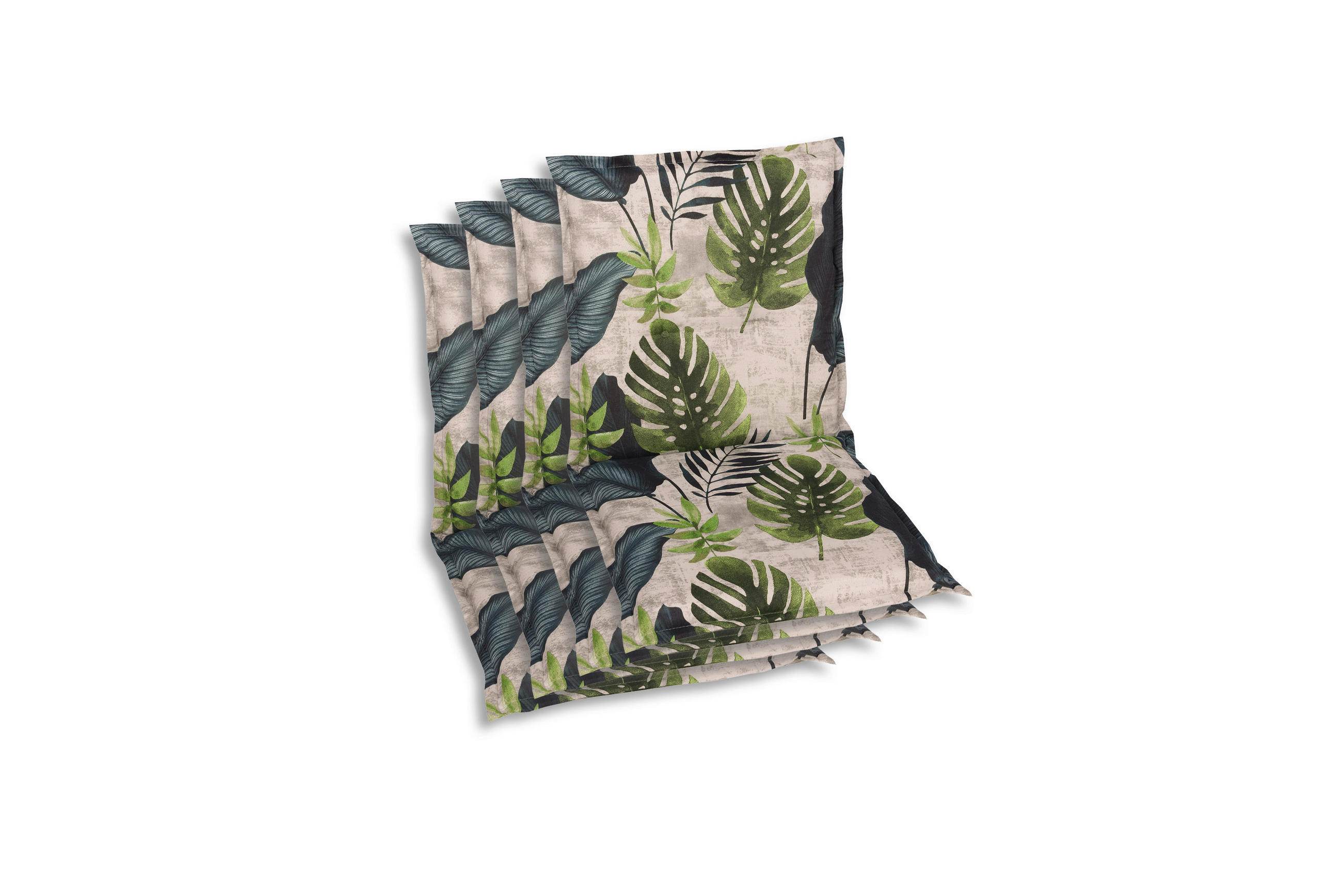 SESSELAUFLAGENSET Blätter  - Blau/Hellgrau, Basics, Textil (50/7/100cm)