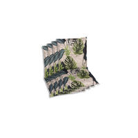 SESSELAUFLAGENSET Blätter  - Blau/Hellgrau, Basics, Textil (50/7/100cm)