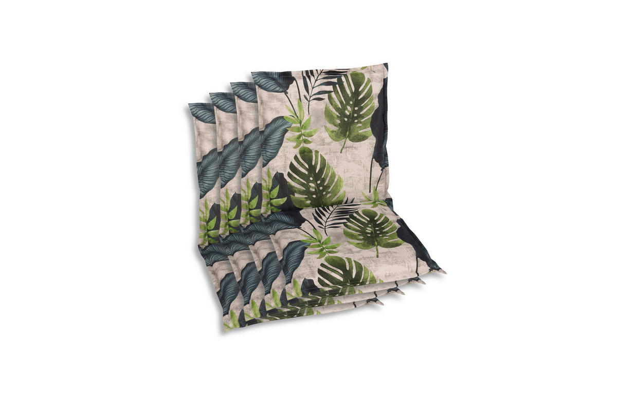 SESSELAUFLAGENSET Blätter  - Blau/Hellgrau, Basics, Textil (50/7/100cm)