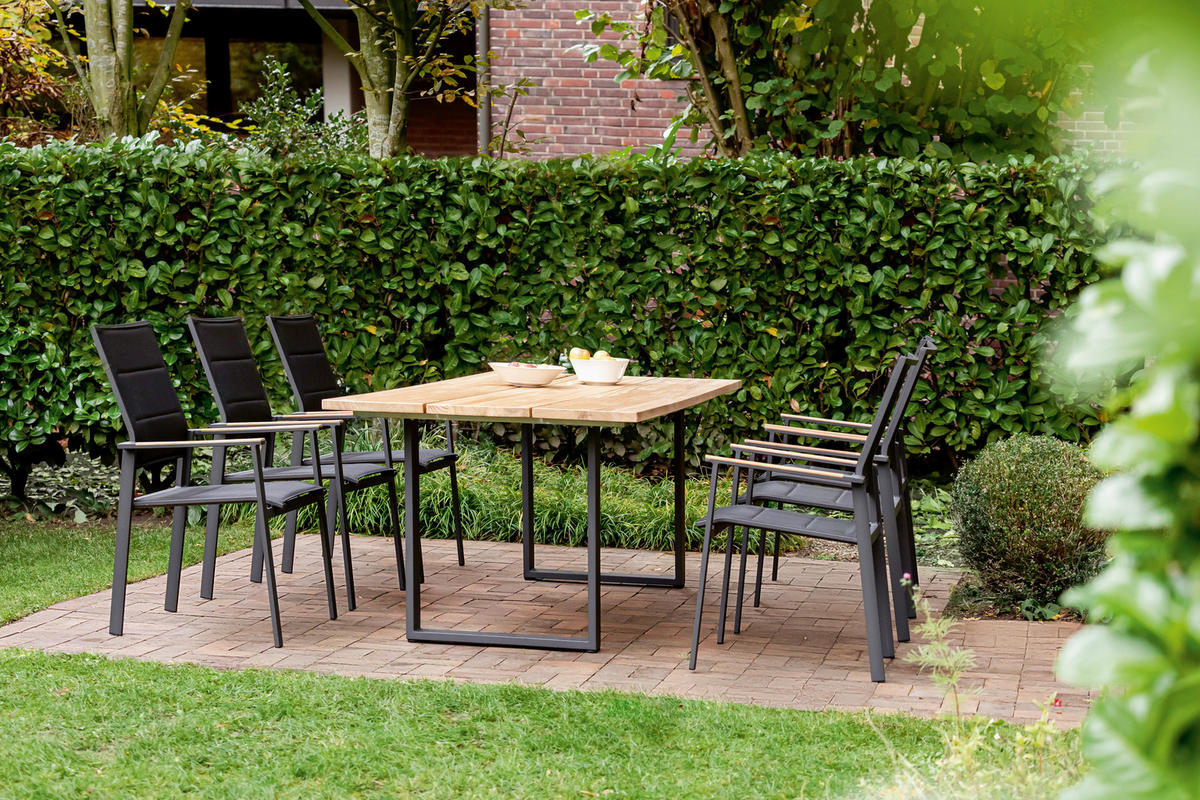 GARTENTISCH 200/95/76 cm Holz Teakfarben rechteckig  - Anthrazit/Teakfarben, Design, Holz/Metall (200/95/76cm)
