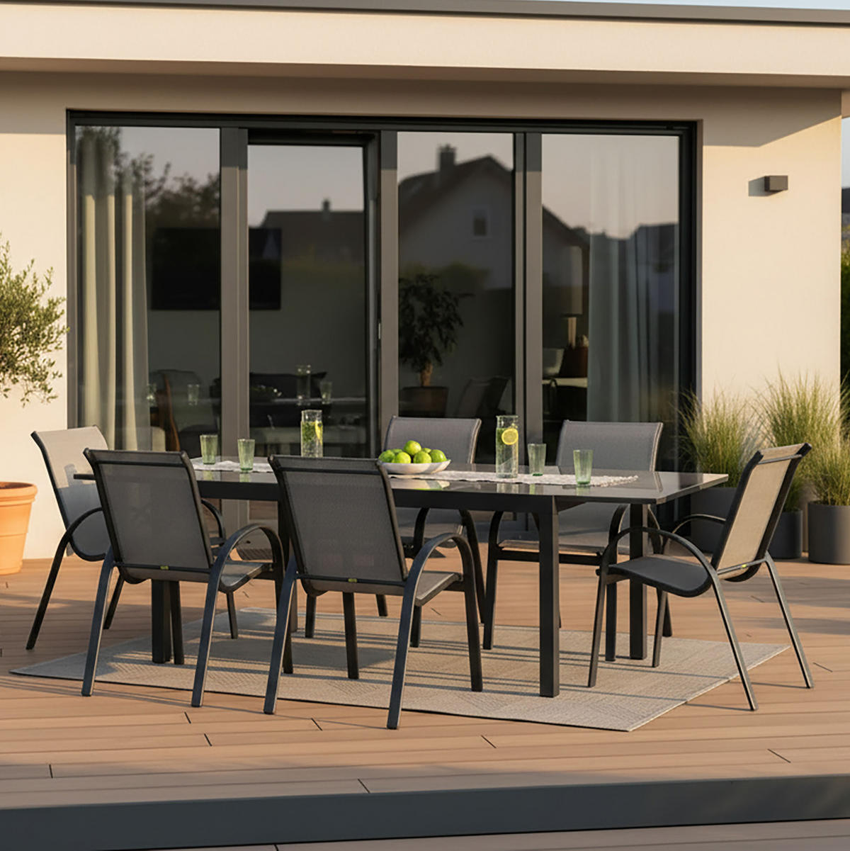 VRTNI SET   aluminij   barve grafita barve grafita, siva    - siva/barve grafita, Moderno, kovina/tekstil - Gardenson