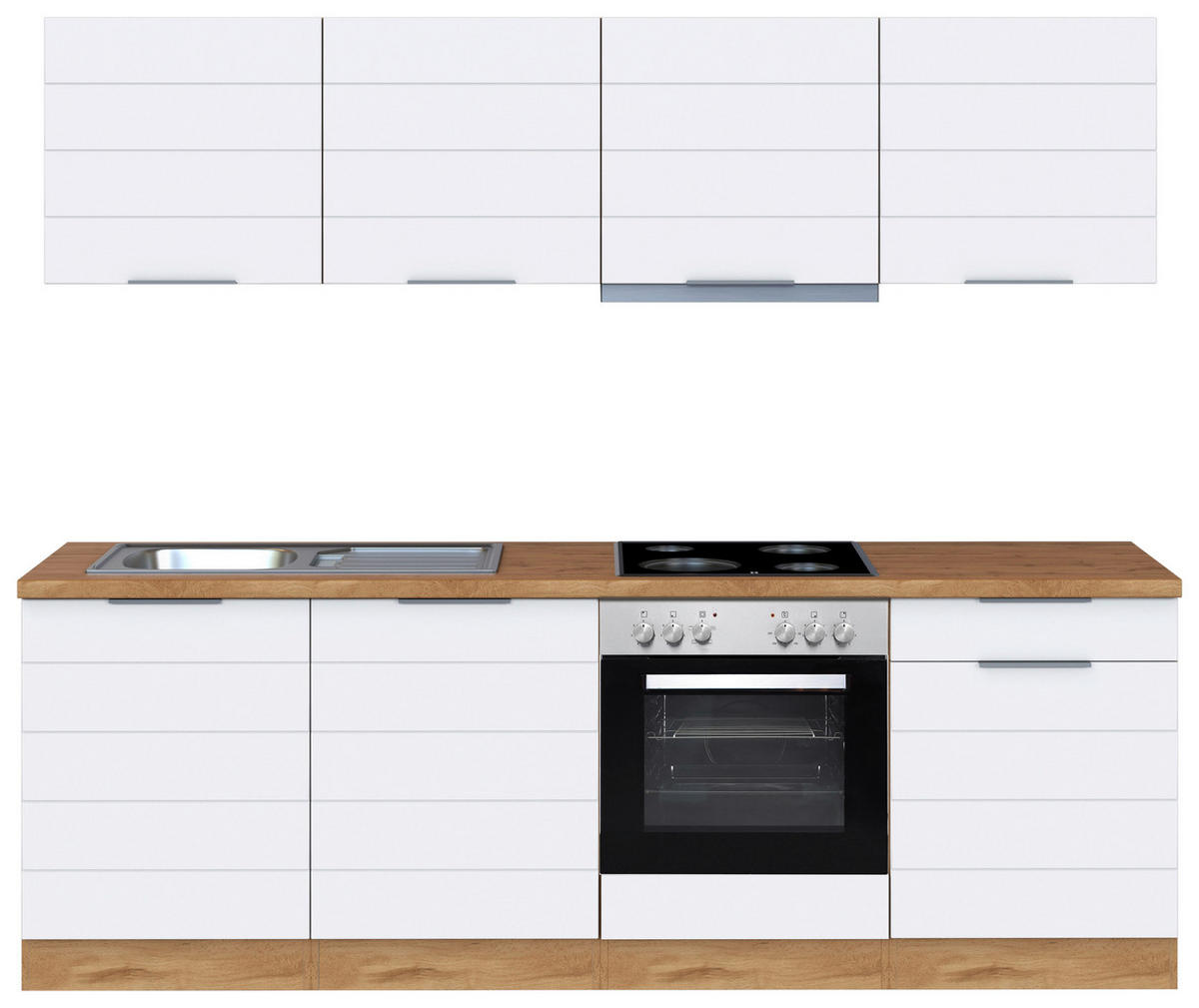 KÜCHENBLOCK 240 cm   in Weiß, Eiche Wotan  - Eiche Wotan/Weiß, Design, Holzwerkstoff/Metall (240cm) - Held