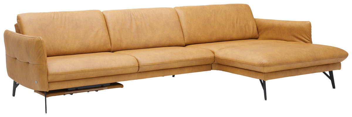 ECKSOFA Gelb Echtleder  - Anthrazit/Gelb, Design, Leder/Metall (330/174cm) - Himolla
