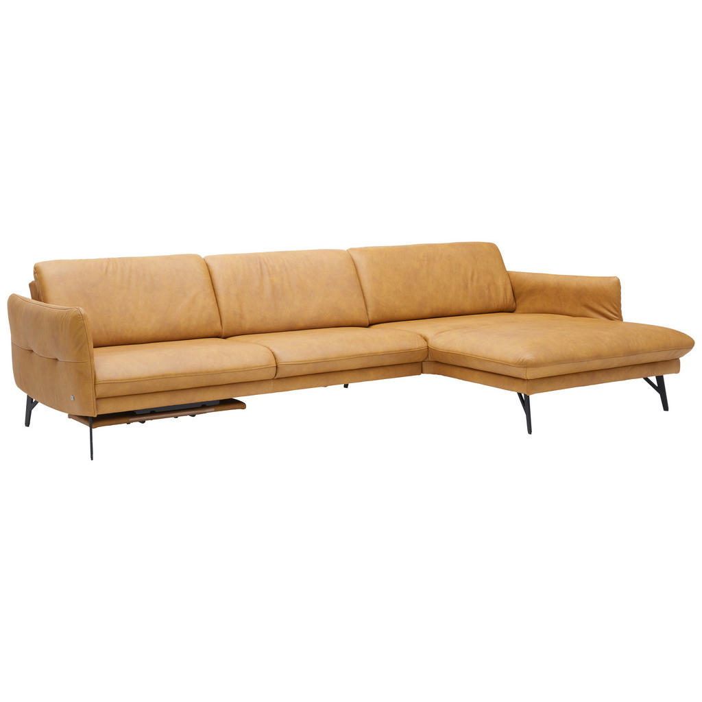 Thumbnail - Himolla Ecksofa, Gelb, Leder, Echtleder, Rindleder, Uni, Ottomane rechts, L-Form, 330x174 cm, Blauer Engel, Goldenes M, ...