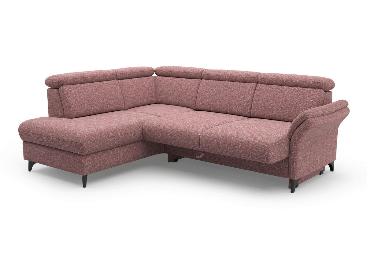 ECKSOFA GLENDALE E Aubergine Chenille  - Aubergine/Schwarz, KONVENTIONELL, Textil/Metall (193/247cm) - Sit & More