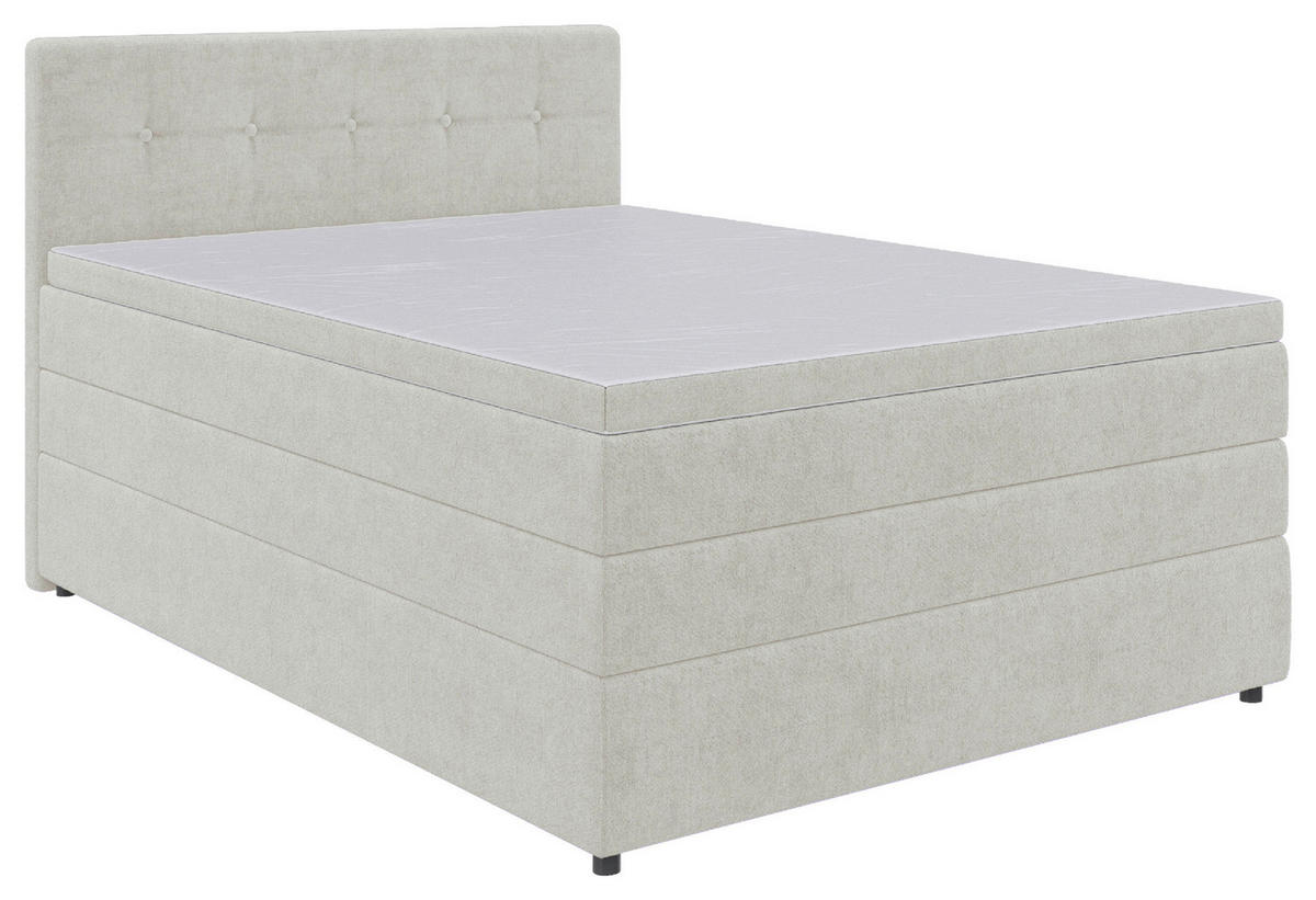 BOXSPRINGBETT 140/200 cm  in Creme  - Creme/Schwarz, Konventionell, Kunststoff/Textil (140/200cm) - Carryhome