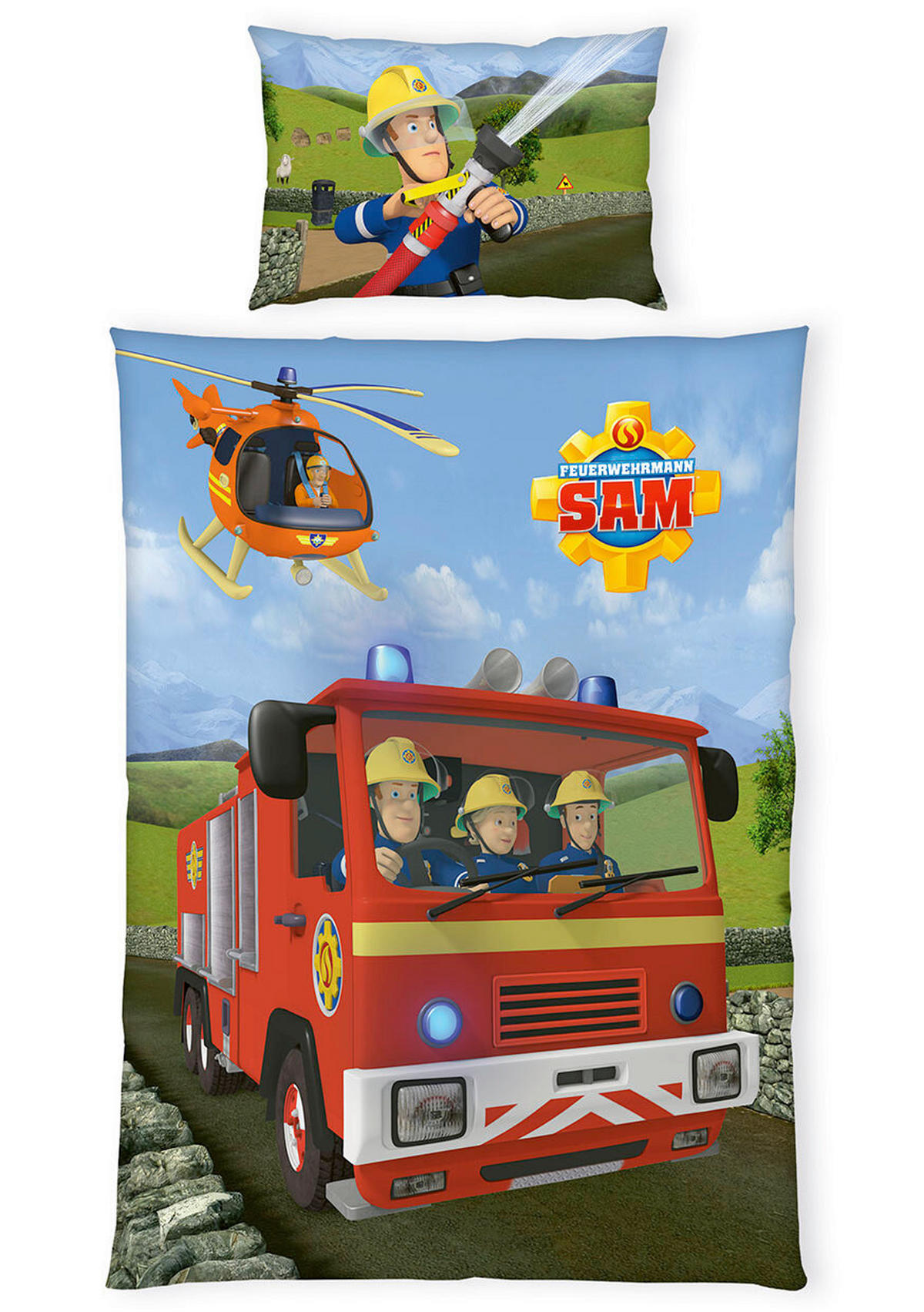 BABYBETTWÄSCHESET Feuerwehrmann Sam Renforcé 100/135 cm  - Multicolor, Basics, Textil (100/135cm)