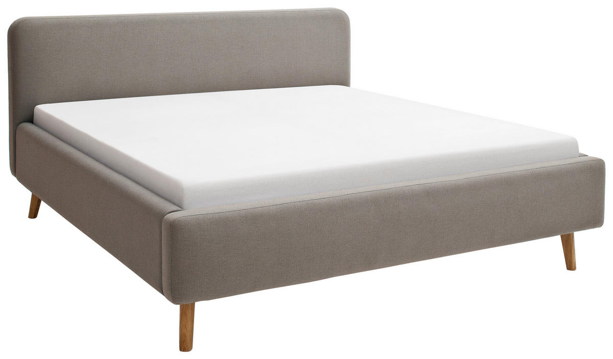 POLSTERBETT 180/200 cm  in Taupe  - Taupe/Eichefarben, Design, Holz/Textil (180/200cm) - Livetastic