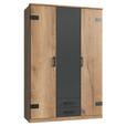 KLEIDERSCHRANK  in Graphitfarben, Plankeneiche  - Plankeneiche/Eichefarben, Trend, Holzwerkstoff/Kunststoff (135/199/58cm) - Carryhome