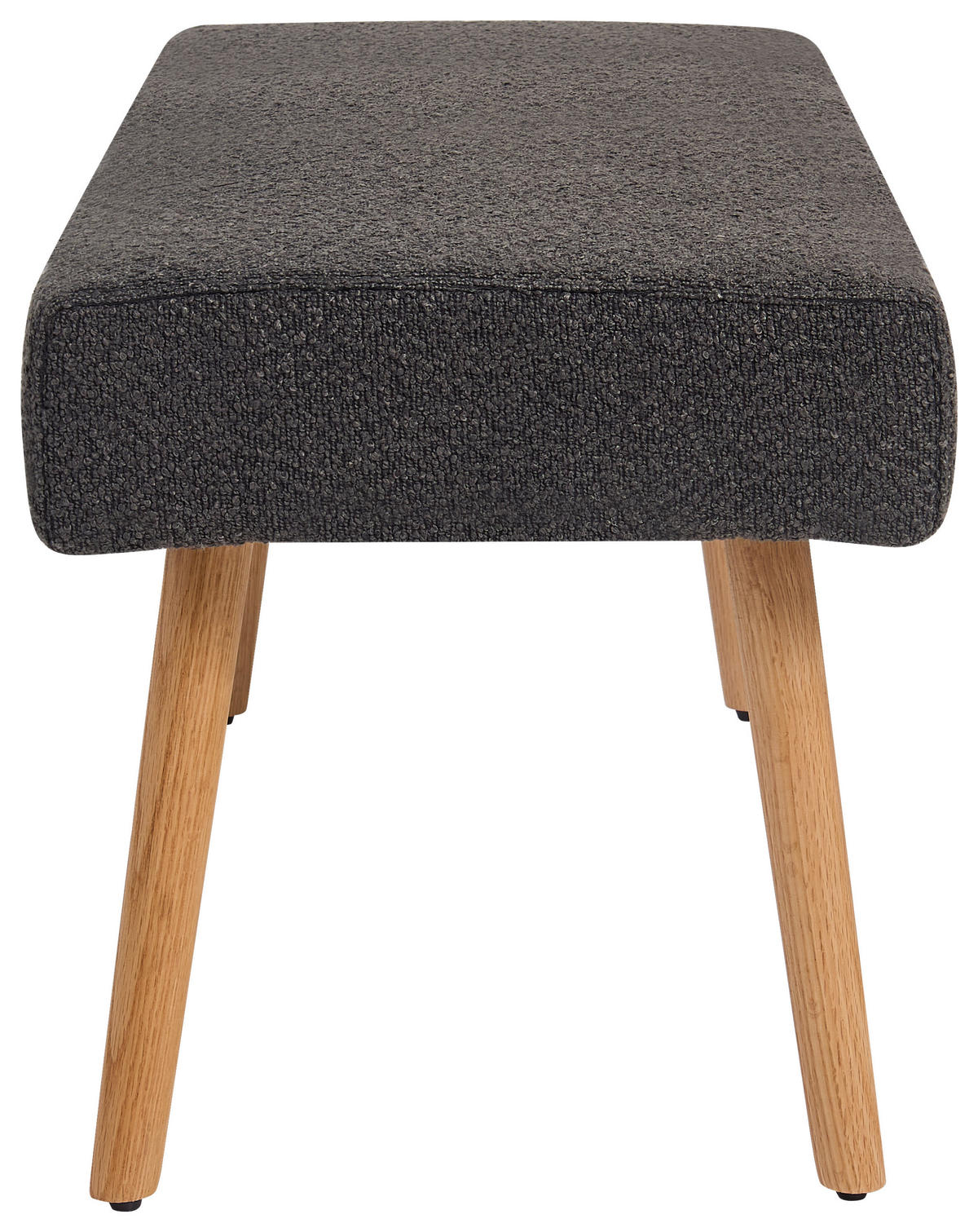 SITZBANK 98/42/40 cm Fleece Schwarz, Eichefarben Eiche massiv  - Eichefarben/Schwarz, KONVENTIONELL, Holz/Textil (98/42/40cm) - VanDerken