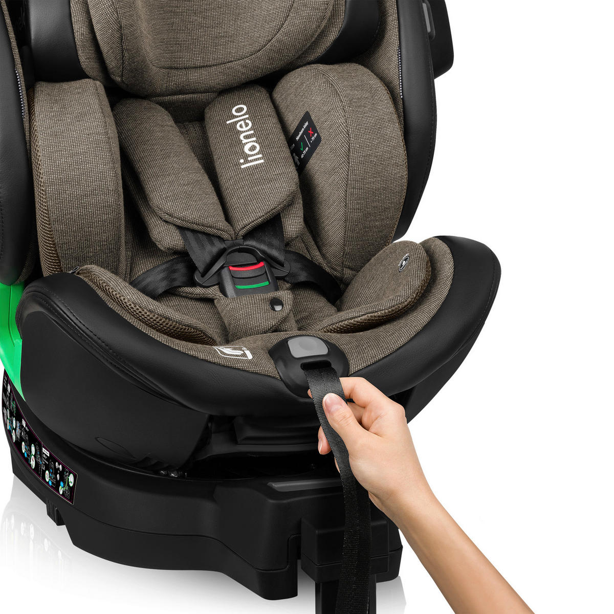 KINDERAUTOSITZ Harmony i-Size   - Olivgrün, Basics, Leder/Kunststoff (45cm) - Lionelo