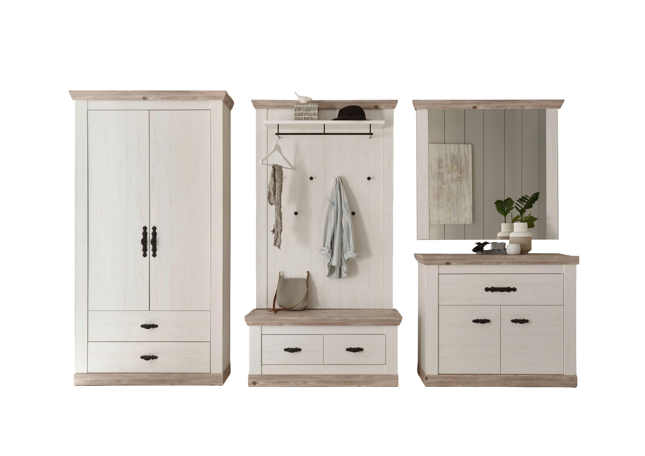 GARDEROBE 5-teilig  in 341/201/45 cm  - Hellbraun/Pinienfarben, Design, Holzwerkstoff (341/201/45cm) - MID.YOU