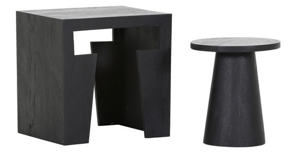 BEISTELLTISCHSET Mangoholz massiv rechteckig Schwarz - Schwarz, Design, Holz (50/40/50cm) - Carryhome