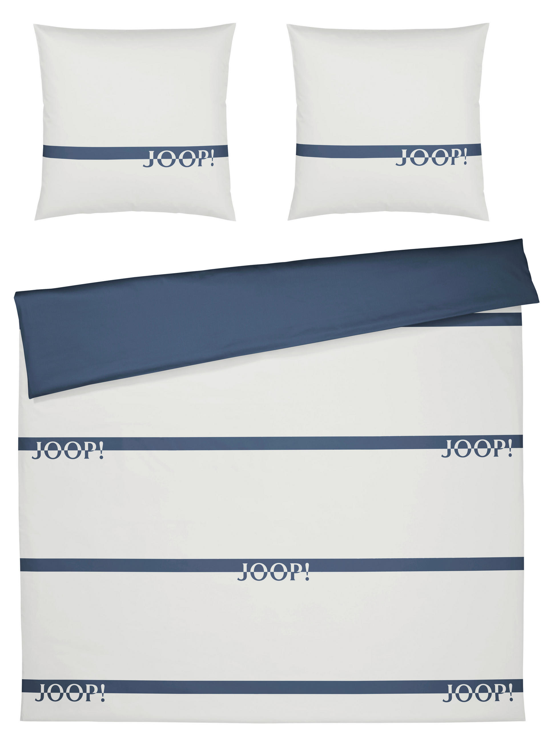 WENDEBETTWÄSCHE Logo Stripes Makosatin 200/200 cm  - Blau, KONVENTIONELL, Textil (200/200cm) - Joop!