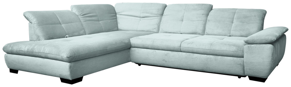 ECKSOFA in Cord Pastellblau  - Pastellblau/Schwarz, Design, Textil/Metall (242/313cm) - Xora