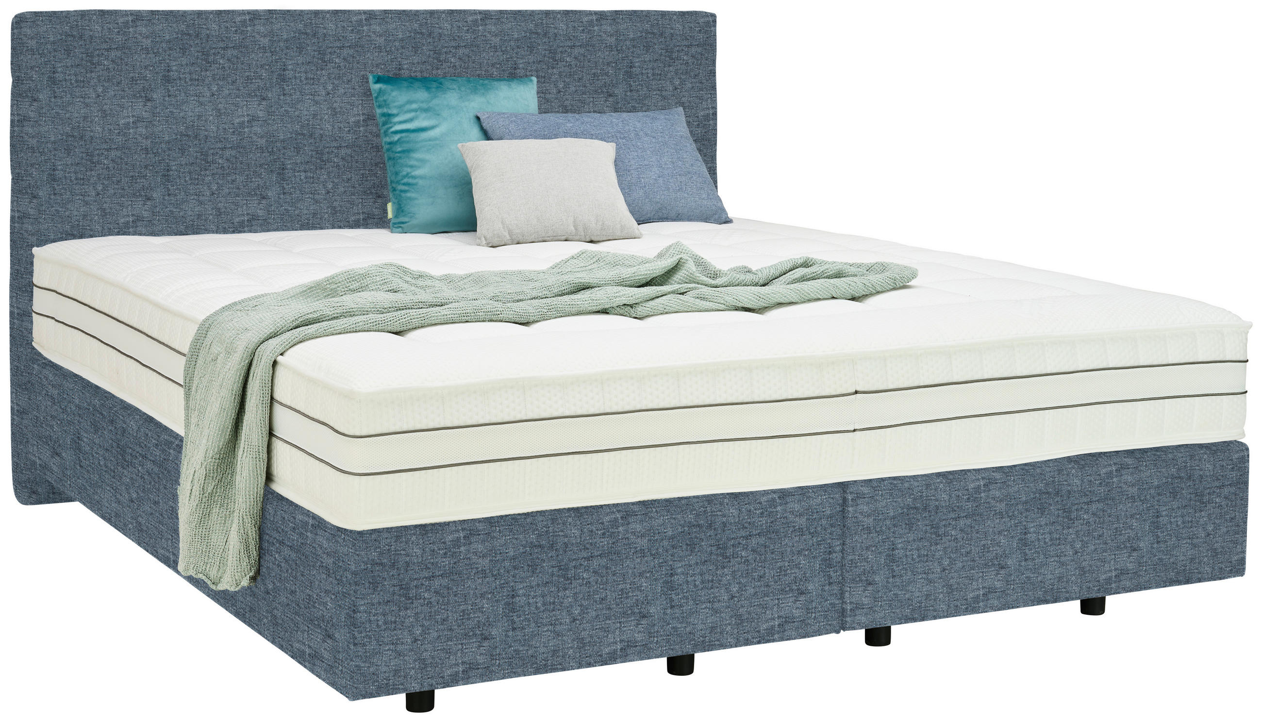 BOXSPRINGBETT 180/200 cm  in Blau  - Blau/Schwarz, Design, Kunststoff/Textil (180/200cm) - Esposa