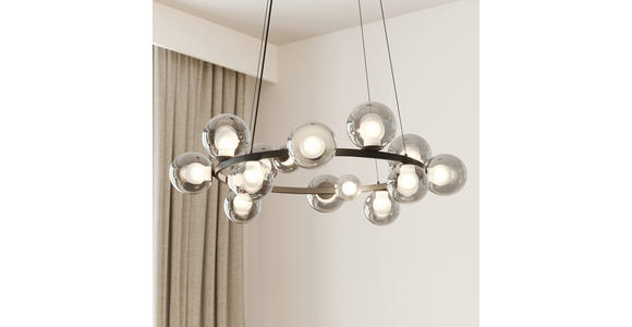 LED-HÄNGELEUCHTE Regulus 79,5/150 cm   - Schwarzbraun, Design, Glas/Metall (79,5/150cm) - Dieter Knoll
