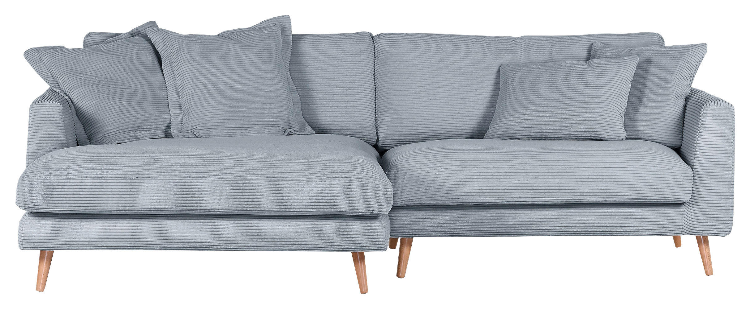 ECKSOFA in Cord Hellblau  - Naturfarben/Hellblau, Romantik / Landhaus, Holz/Textil (140/270cm) - Landscape