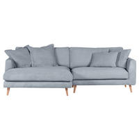 ECKSOFA in Cord Hellblau  - Naturfarben/Hellblau, Romantik / Landhaus, Holz/Textil (140/270cm) - Landscape