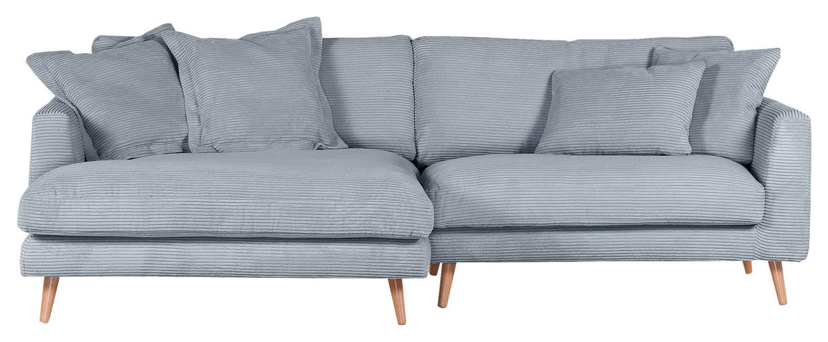 ECKSOFA in Cord Hellblau  - Naturfarben/Hellblau, Romantik / Landhaus, Holz/Textil (140/270cm) - Landscape