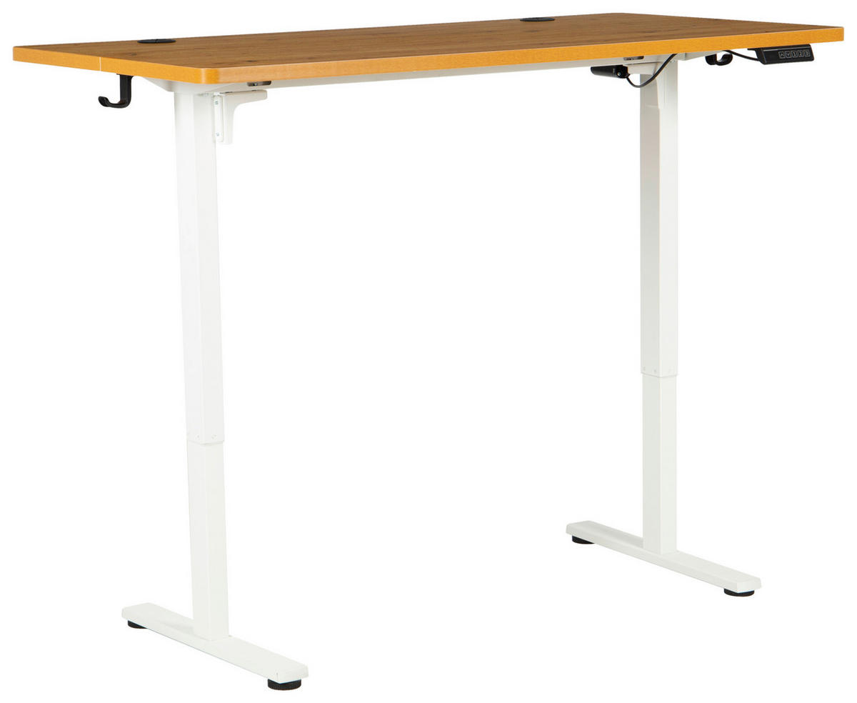 SCHREIBTISCH 140/70/72/118 cm Weiss, Eichefarben höhenverstellbar elektrisch höhenverstellbar  - Weiss/Eichefarben, Modern, Holzwerkstoff/Metall (140/70/72/118cm) - Livetastic