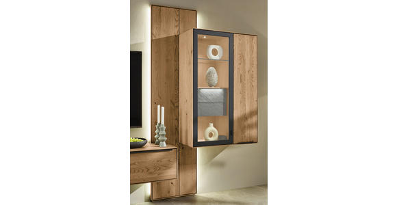 WOHNWAND  in Anthrazit, Kastanienfarben  273,8/205,5/39,5 cm  - Kastanienfarben/Anthrazit, Natur, Glas/Holz (273,8/205,5/39,5cm) - Valnatura