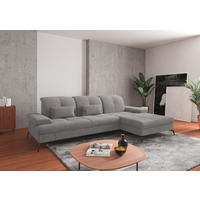 ECKSOFA in Flachgewebe Hellgrau  - Hellgrau/Schwarz, Konventionell, Textil/Metall (279/185cm) - Sit & More